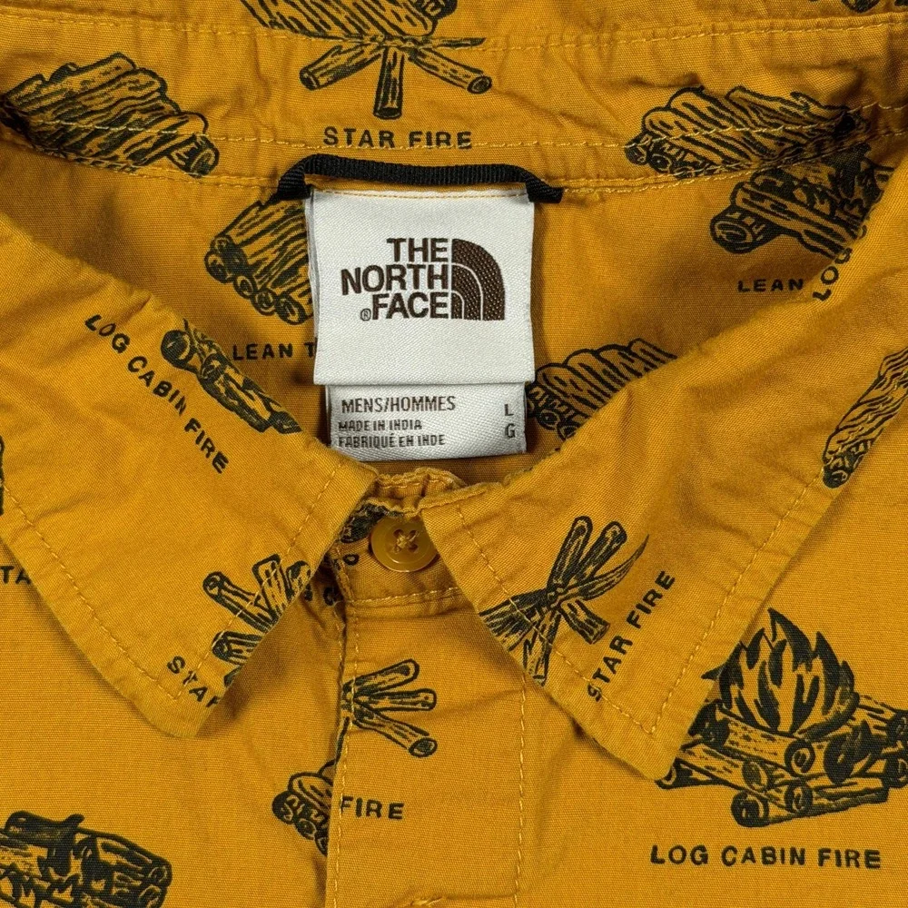 The North Face Shirt Mens Medium Yellow Baytrail Campfire Short Sleeve Button